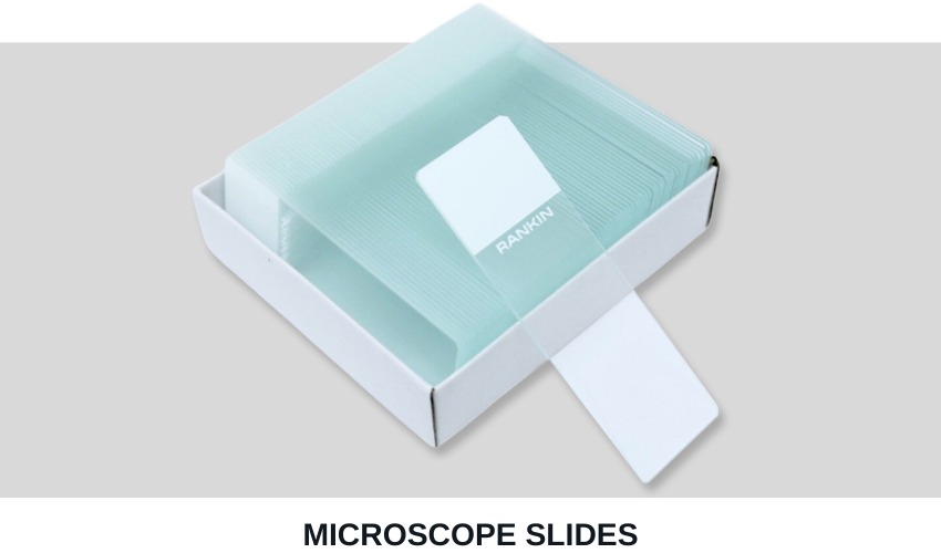 rankin basics microscope slides open box of 72 clipped corner non charged white tab